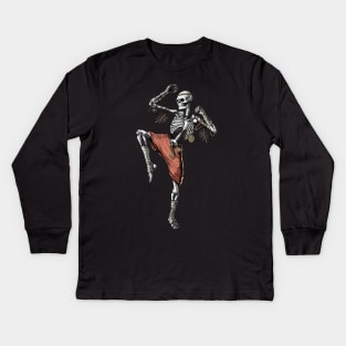 Muay Thai Skeleton Kids Long Sleeve T-Shirt